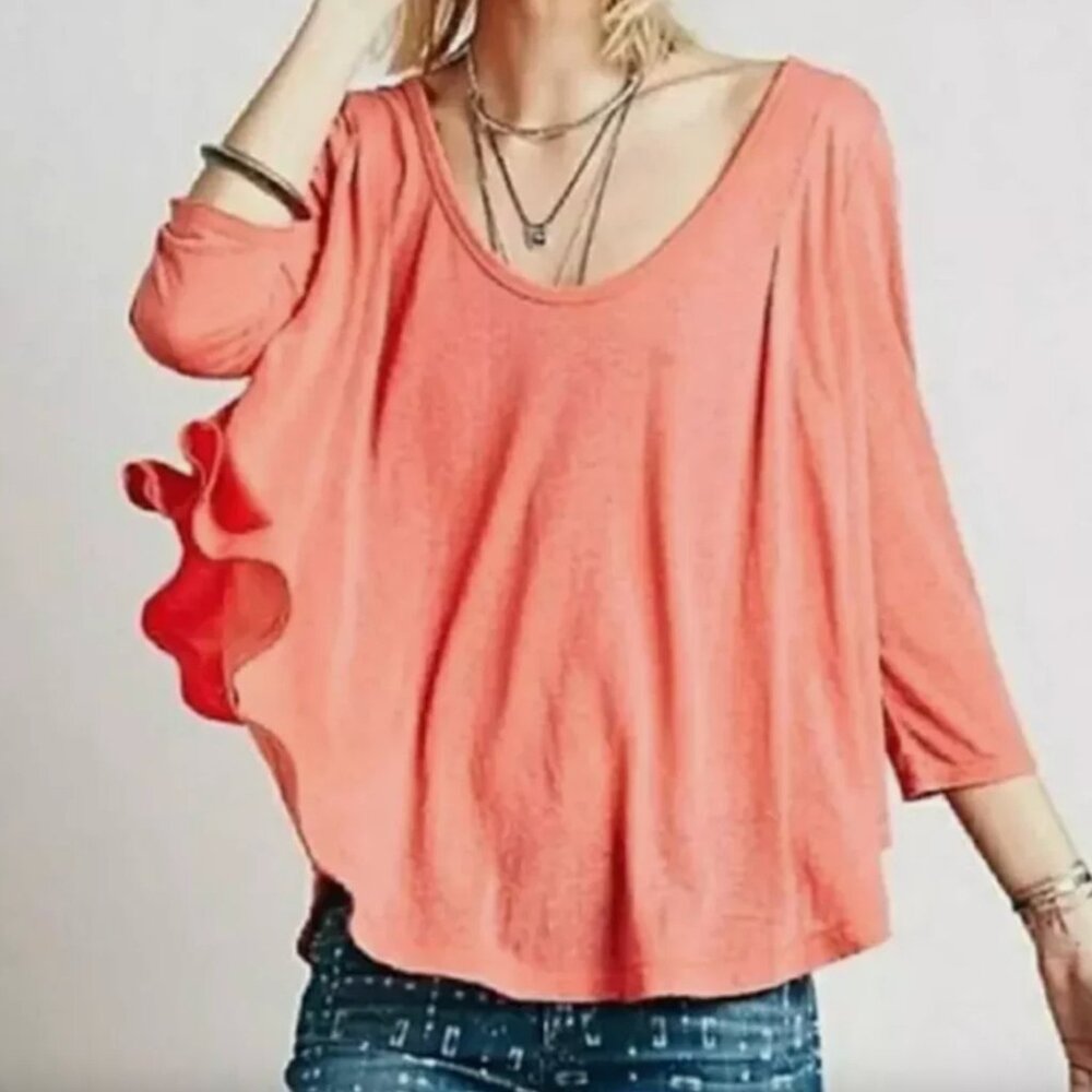 NWT Free People We the Free Size S Swing‎ Orange Top Shirt Oversized Boho